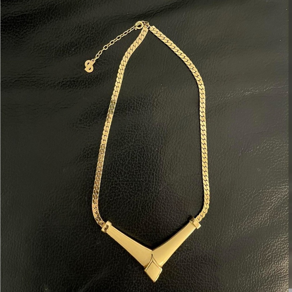 Vintage Christian Dior Gold Played & Enamel Necklace
